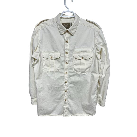 Vtg Eddie Bauer Heritage Expedition Bush Shirts Tan‎ & White (Cream) Size Tall L - Picture 7 of 12